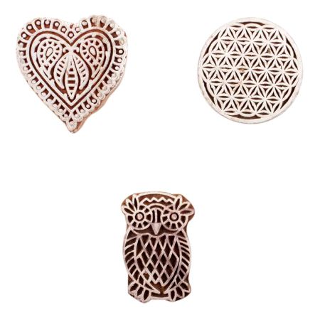 Set of 3 Piece New Mix Wooden Printing Block